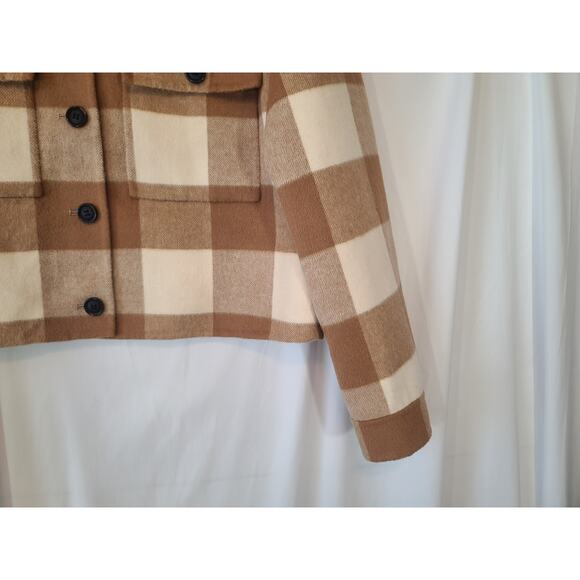 Rails Steffi Shirt Jacket Plaid Brown Cream Large New W/Tags - Picture 5 of 10